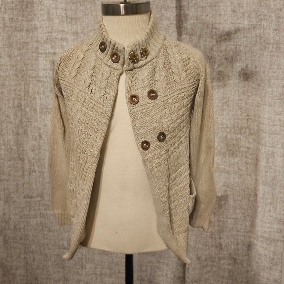 Kaisely Sweaters - Kaisley Beige Knit Cardigan with Button Accents